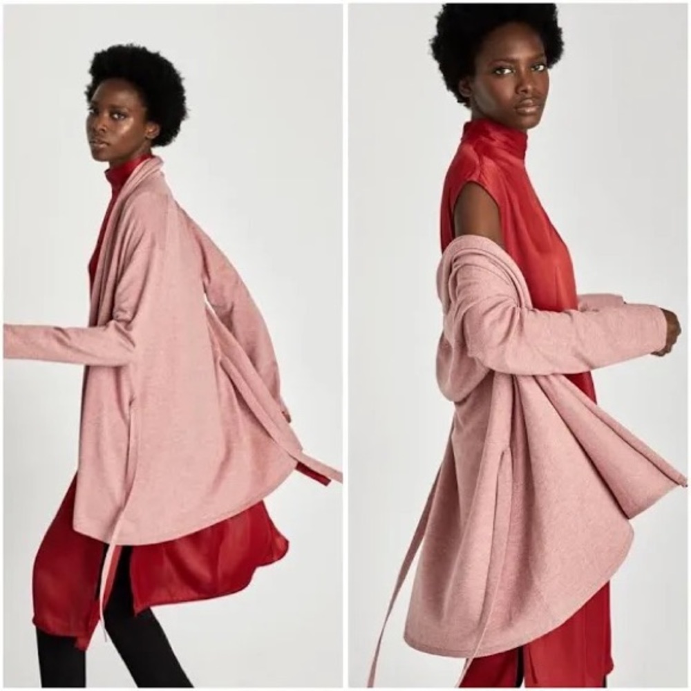 Zara blush pink tie cardigan